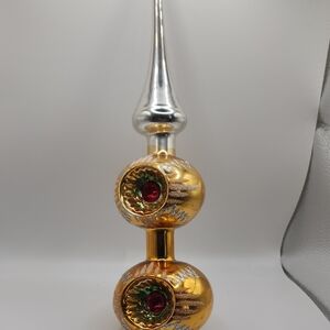 Vintage Shiny Brite Gold And Sliver Tree Topper